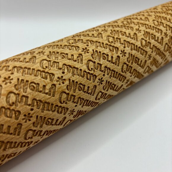 Embossed Rolling Pin Christmas/Winter "Merry Christmas" Wood BRAND NEW - Picture 5 of 6